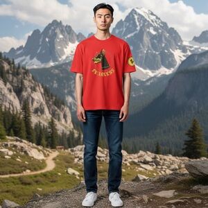 Chrome Edge •Fearless Bling• Dog & Money Sign Red Tee NWT